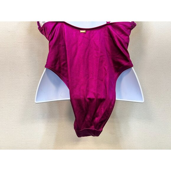 Pink Victoria's Secret Women's One Piece Swimsuit Deep Plunge V Neck Sz M Purple - Picture 5 of 8